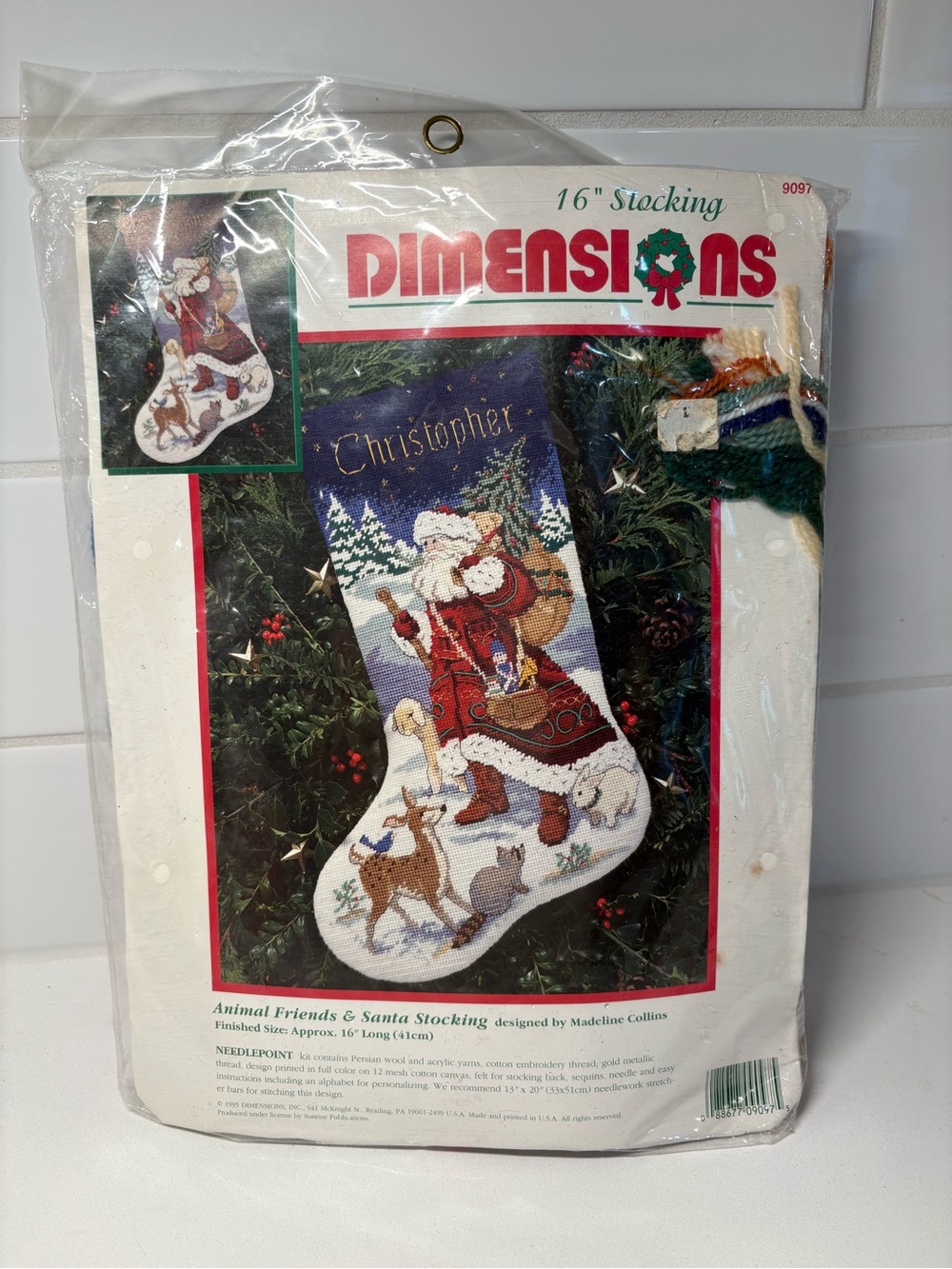 Vintage Dimensions 9097 Sealed Needlepoint Santa Stocking Kit